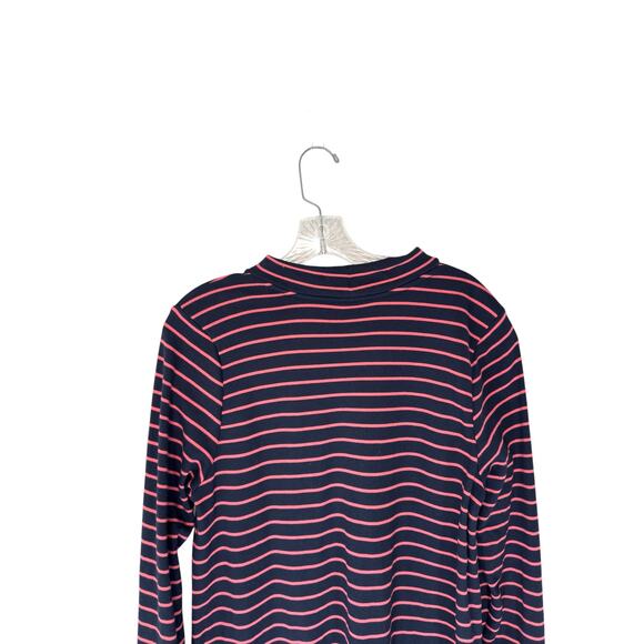 J. Jill Dress Pink Blue Striped Short Mock Neck Long Sleeve Casual Large - Picture 7 of 11